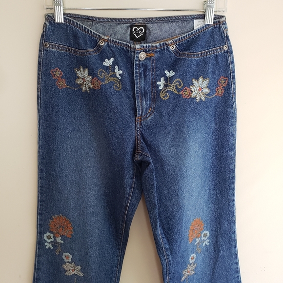 Vintage XOXO Beaded Floral Jeans - Picture 3 of 9